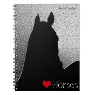 Heart Horses I Red Heart (silver metallic) Notebook