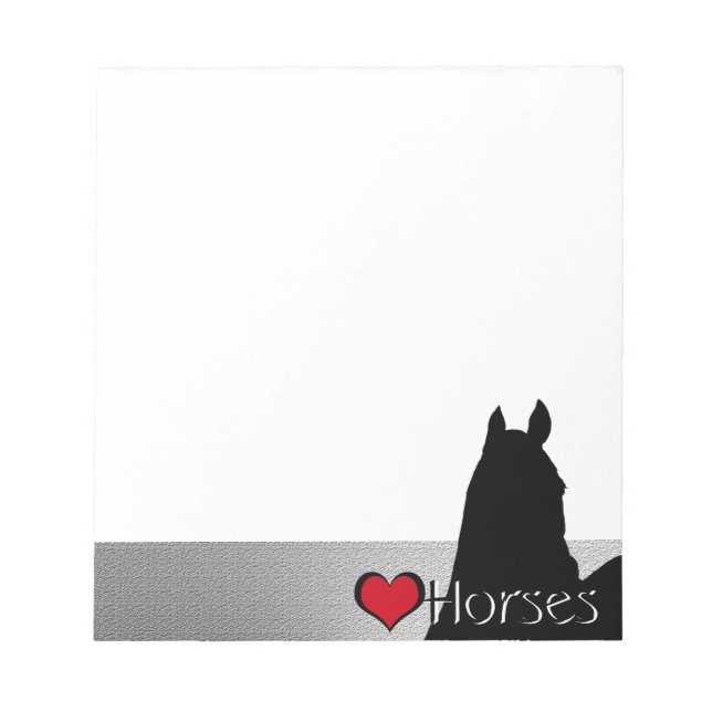 Heart Horses I Red Heart (silver metallic) Notepad (Front)