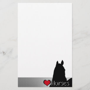 Heart Horses I Red Heart (silver metallic) Stationery