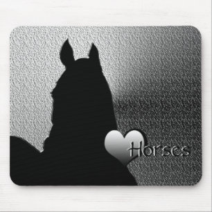 Heart Horses I Silver Heart (silver metallic) Mouse Pad