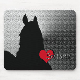 Heart Horses I (silver metallic) Mouse Pad