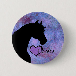 Heart Horses II (purple/blue) 6 Cm Round Badge