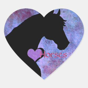 Heart Horses II (purple/blue) Heart Sticker