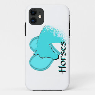 Heart Horses III (aqua) iPhone 11 Case