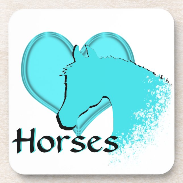 Heart Horses III (aqua) Coaster (Front)