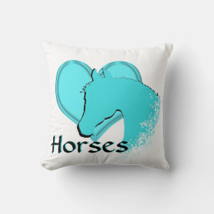 Heart Horses III (aqua) Cushion