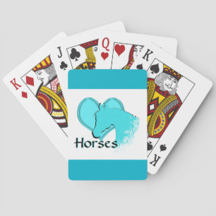 Heart Horses III (aqua) Playing Cards
