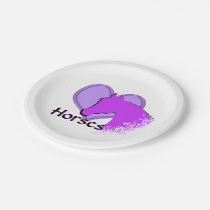 Heart Horses III (purple) Paper Plate
