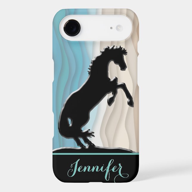 Heart Horses V (blue beige waves) Case-Mate iPhone Case (Back)