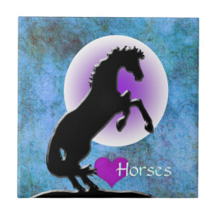 Heart Horses V (blue/green) Ceramic Tile