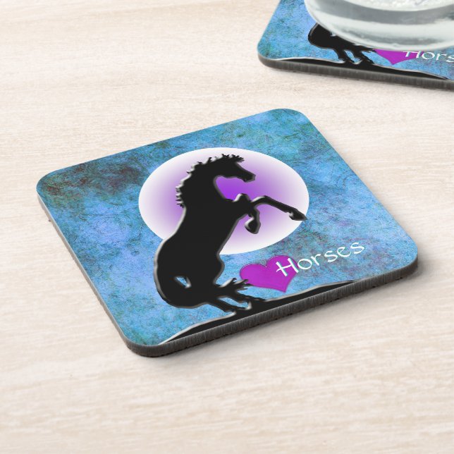 Heart Horses V (blue/green) Coaster (Left Side)