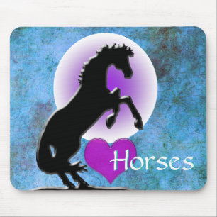 Heart Horses V (blue/green) Mouse Pad