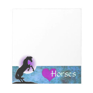 Heart Horses V (blue/green) Notepad