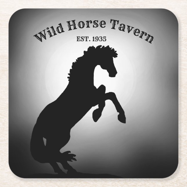 Heart Horses V Hazy Moon Square Paper Coaster (Front)