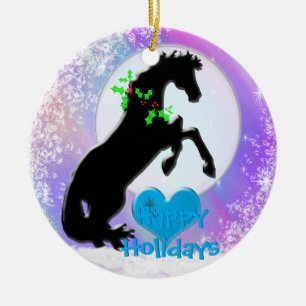 Heart Horses V Holiday (Colourful Haze) Ceramic Tree Decoration