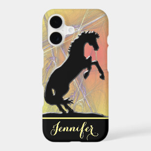 Heart Horses V (yellow-orange abstract background)
