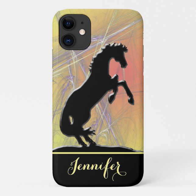 Heart Horses V (yellow-orange abstract background) Case-Mate iPhone Case (Back)