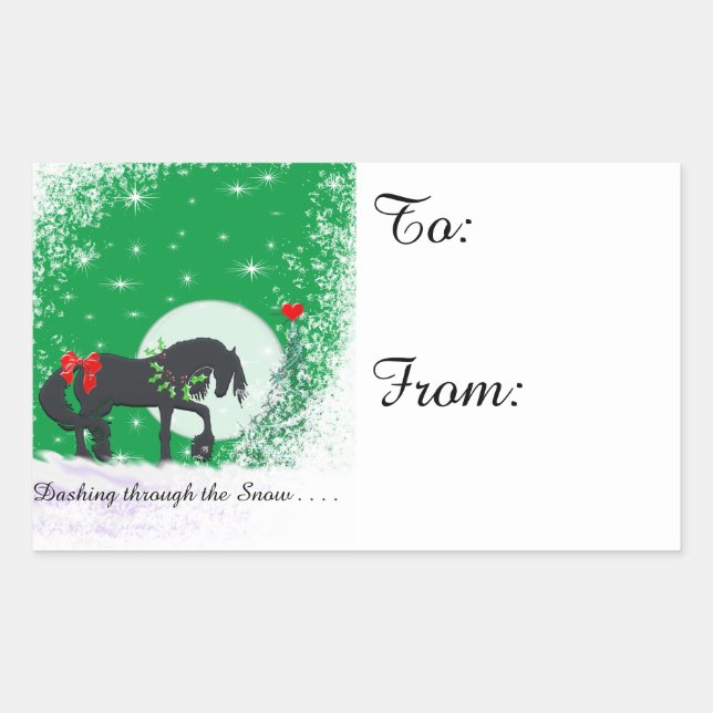 Heart Horses VI Holiday (Holiday Tree) Rectangular Sticker (Front)