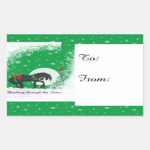 Heart Horses VI Holiday (Holiday Tree) Rectangular Sticker