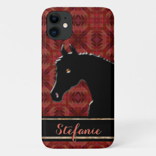 Heart Horses VIII (maroon) iPhone 11 Case
