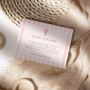 Heart Hot Air Balloon Pastel Pink Books For Baby Enclosure Card