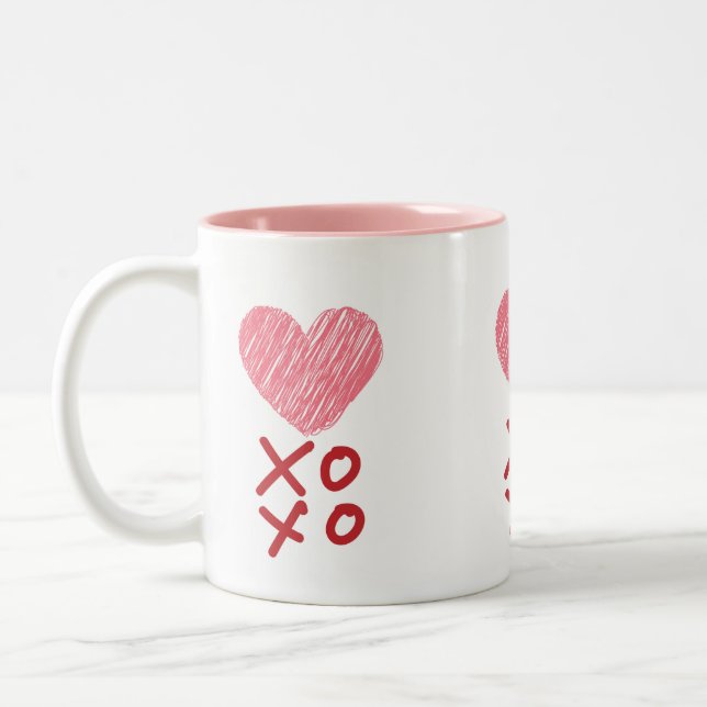 Heart, Hugs n kisses XOXO Mugs  (Left)