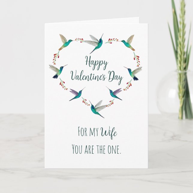Heart Hummingbird Valentine's Day for Wife Card (Front)