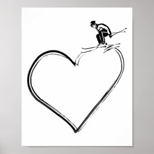 Heart I Love Ski  Poster