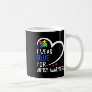 Heart I Wear Blue For Autism Awareness Mum Dad  Coffee Mug