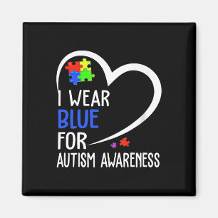 Heart I Wear Blue For Autism Awareness Mum Dad Magnet
