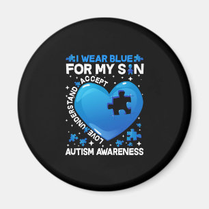 Heart I Wear Blue For My Son Autism Awareness Magnet