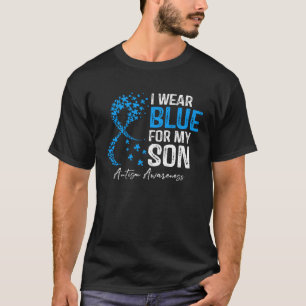 Heart I Wear Blue For My Son Autism Awareness Mont T-Shirt