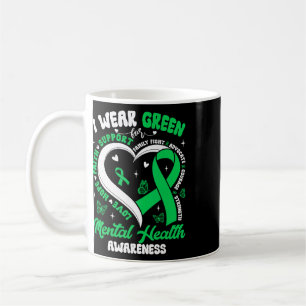 Heart I Wear Green For Mental Health Awareness Mon Coffee Mug