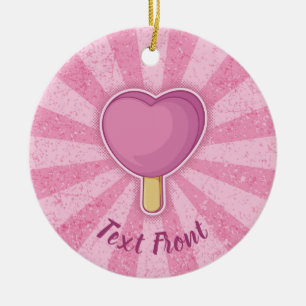 Heart Ice Cream Stick Ceramic Ornament
