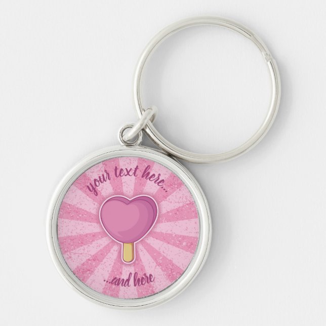 Heart Ice Cream Stick Key Ring (Front)