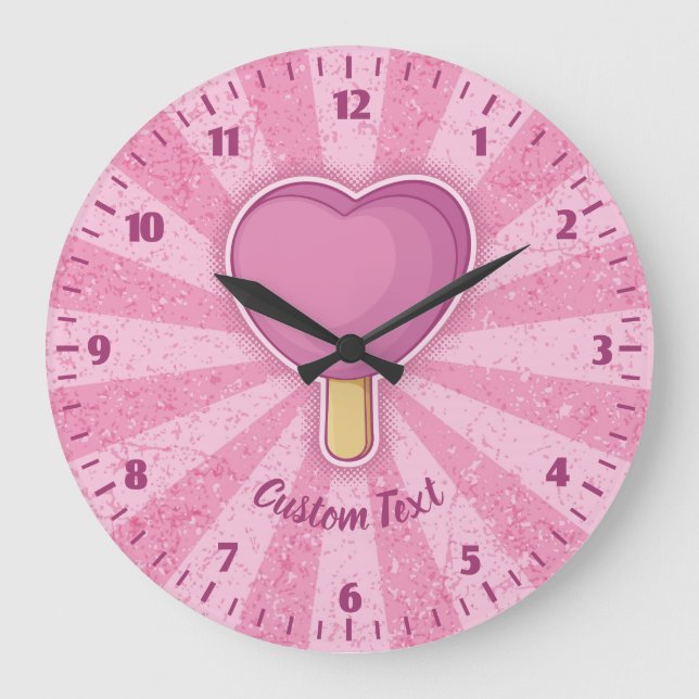 Heart Ice Cream Stick Large Clock (Front)