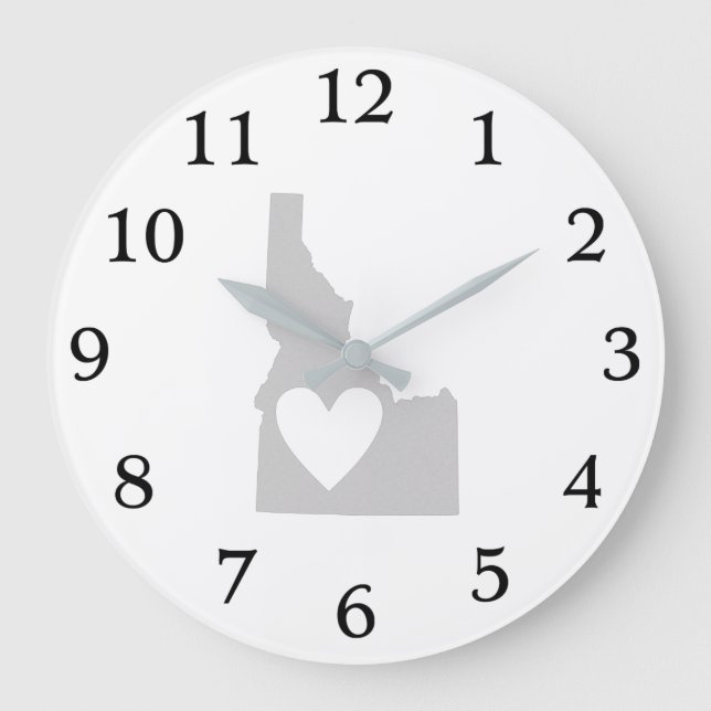 Heart Idaho Shape Heart Love Idahoan Adore Idahoer Large Clock (Front)