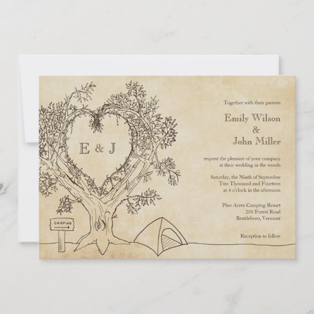 Heart in a Tree Camping Wedding Invitations (Front)