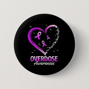 Heart In August We Wear Purple Overdose Awareness 6 Cm Round Badge