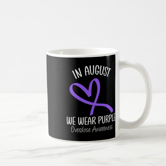 Heart In August We Wear Purple Overdose Awareness  Coffee Mug (Right)
