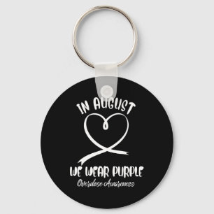 Heart In August We Wear Purple Overdose Awareness Key Ring