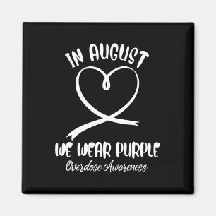 Heart in August We Wear Purple Overdose Awareness Magnet
