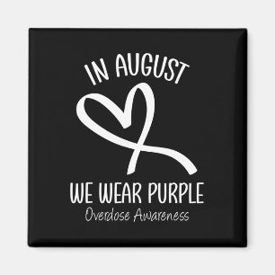 Heart In August We Wear Purple Overdose Awareness Magnet