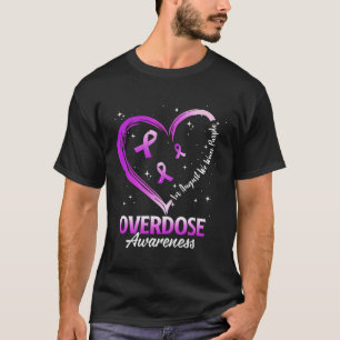 Heart In August We Wear Purple Overdose Awareness  T-Shirt