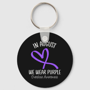 Heart In August Wear Purple Overdose Awareness Key Ring