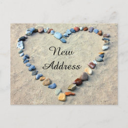 Heart in Beach Sand New Address Announcement Postcard