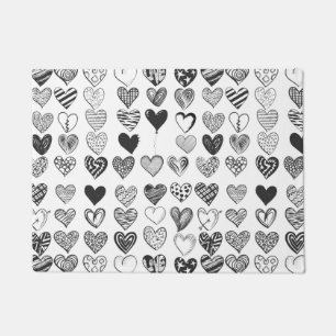 Heart in black and white doormat
