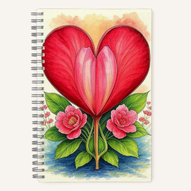 Heart In Bloom | Floral Heart Notebook (Front)