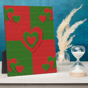 Heart in Christmas Colours Red Green Felting Look Plaque