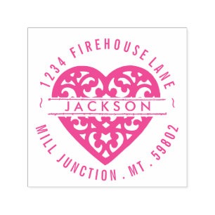 Heart In Circle Self-Ink Return Address Stamp